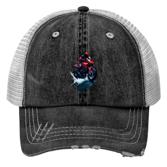 Illustration sport motorcycle Print Trucker Hats