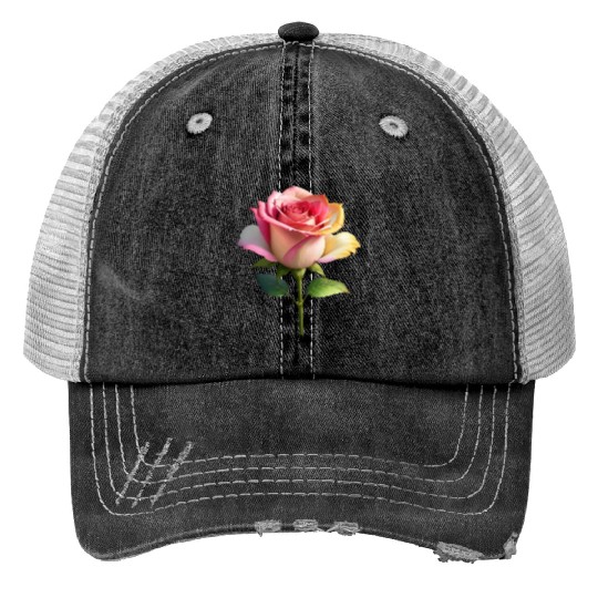 A vintage style of colorful fancy roses. Print Trucker Hats