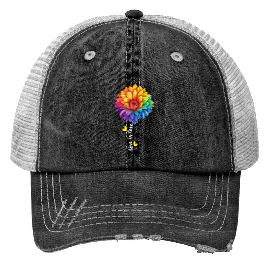 Rainbow Sunflower Lover LGBTQ Community Lesbian Print Trucker Hats