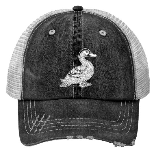 Duck Bird Nature Pond Print Trucker Hats