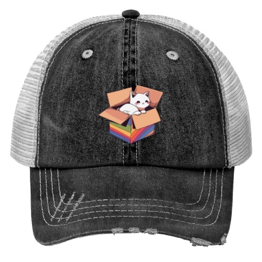 Pet Rainbow LGBTQ Community Cool Lesbian Gay Pun Print Trucker Hats