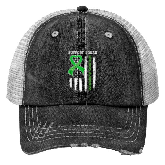 Usa Flag Support Squad Scoliosis Awareness Print Trucker Hats