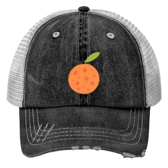 orange! with stars! Print Trucker Hats
