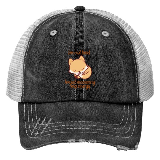 Tired Fox Print Trucker Hats