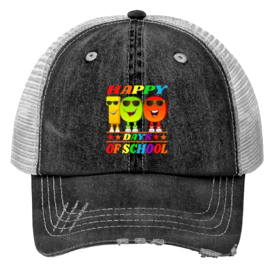 100 days of school green triceratops Print Trucker Hats