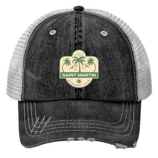 Saint Martin Caribbean Summer Love Print Trucker Hats