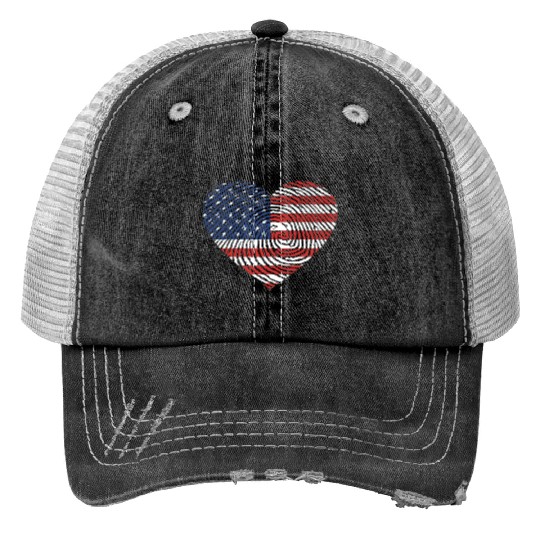 4th Of July I Love America Print Trucker Hats