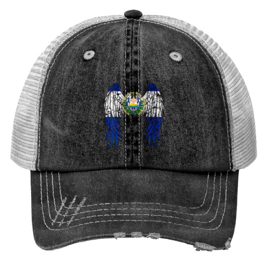 El Salvadorian Flag Angel Wings Jesus Christian El Print Trucker Hats