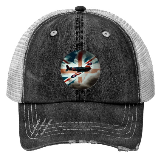 Spitfire Airplane Fighter Plane England UK Print Trucker Hats