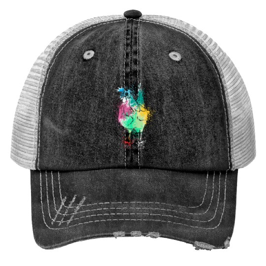Colerfull Splash Art Farm animals chicken Print Trucker Hats