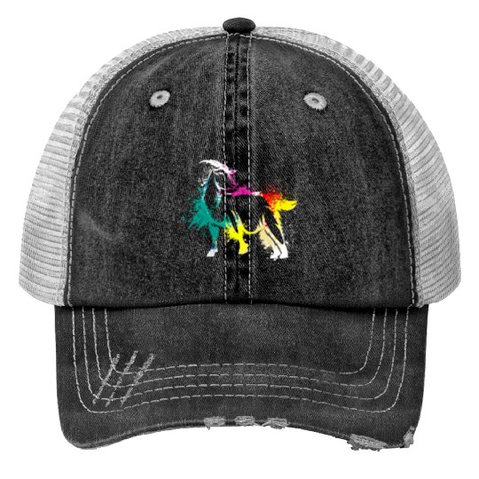 Colerfull Splash Art Farm animals Goat Print Trucker Hats