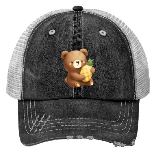 Bear loves pineapple Print Trucker Hats