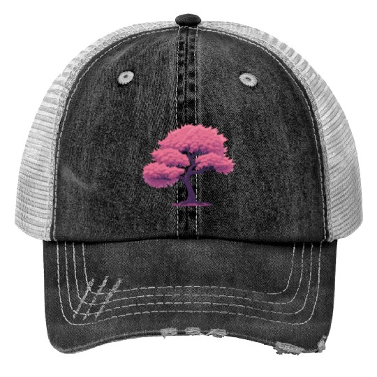 Blooming Sakura tree Print Trucker Hats