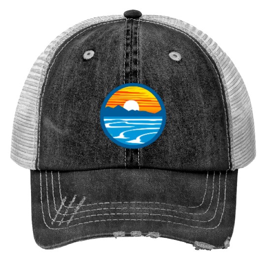 Sunset Graphic Print Trucker Hats design