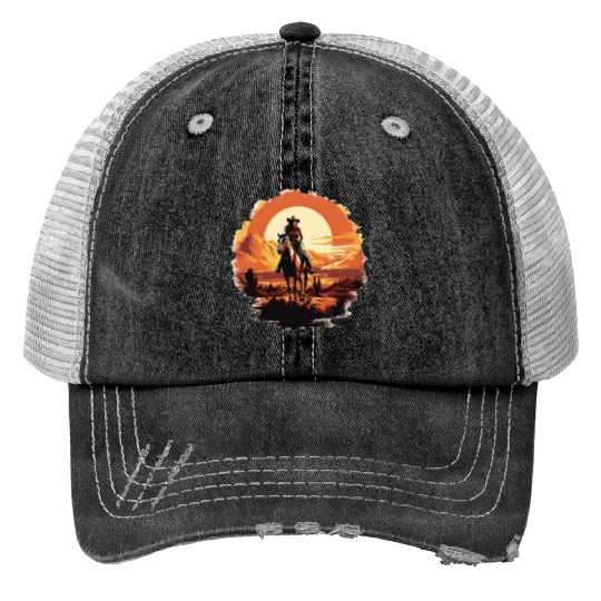 Wild West Journey Print Trucker Hats