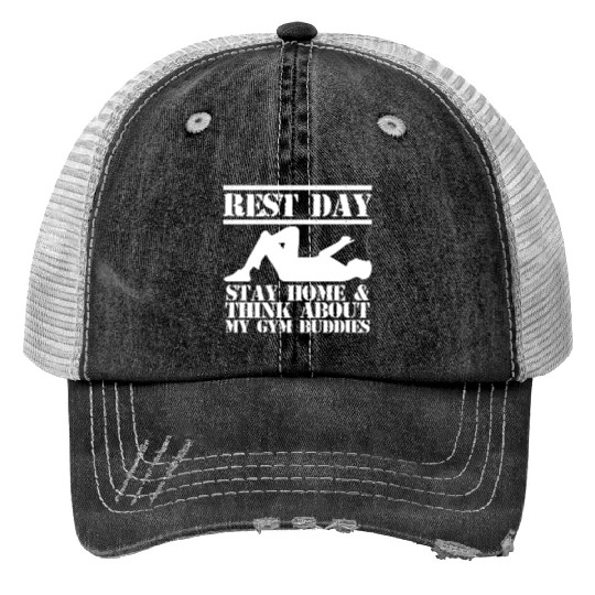 Gym Rest Day For A Muscle Workout Lover Print Trucker Hats