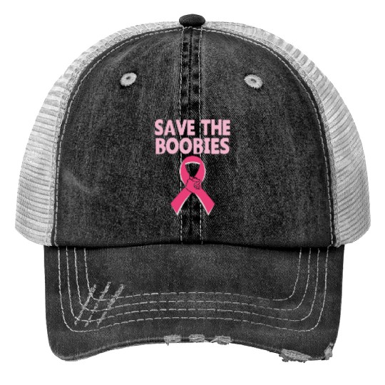 Save The Boobies Print Trucker Hats