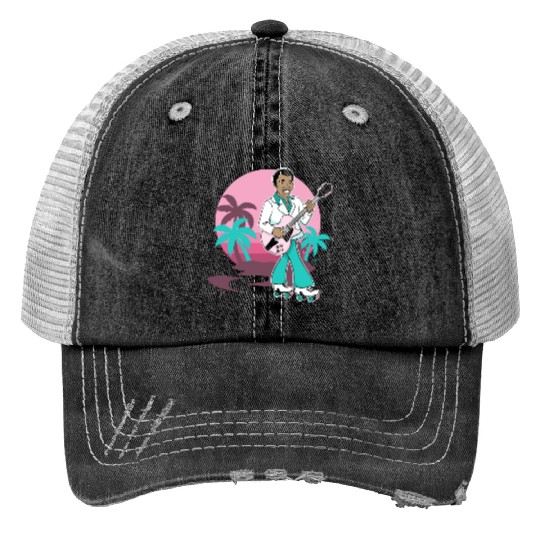Breezin' on Wheels Retro Cartoon - Malibu Style Print Trucker Hats