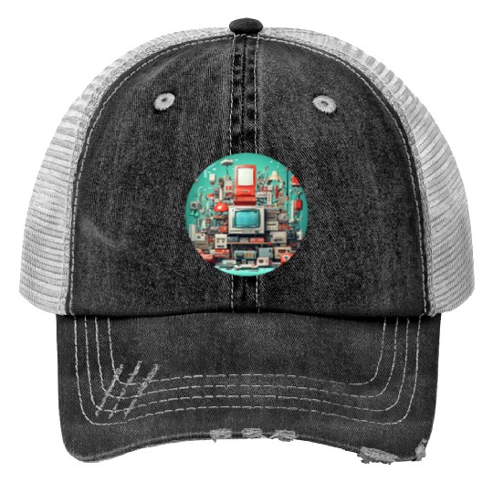 Retro Gaming Magic: Unleash the 8-Bit Nostalgia! Print Trucker Hats