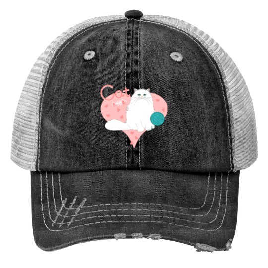 Love Persian Cat Print Trucker Hats