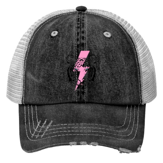 tiger and hot pink lightning bolt premium Print Trucker Hats
