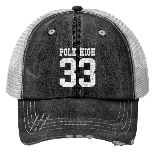 Polk High School Football Jersey 33 Aged Look Print Trucker Hats