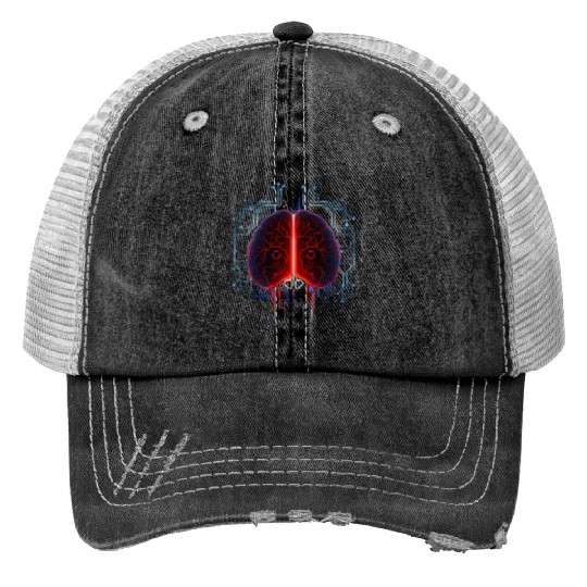 AI Brain Machine Learning Deep Artificial Print Trucker Hats