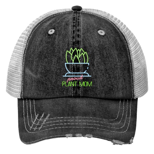 Proud Plant Mom Neon Style Print Trucker Hats