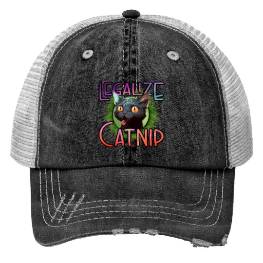Legalize Catnip Print Trucker Hats
