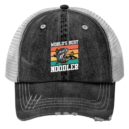 World´s Best Noodler Catfish Fishing Angler Print Trucker Hats