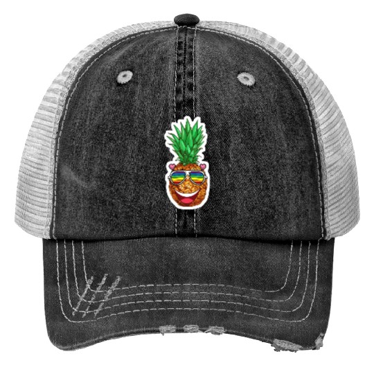 Pineapple Summer Print Trucker Hats