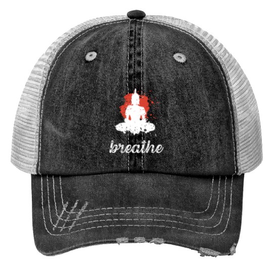 Breathe quote Buddha graphic Print Trucker Hats