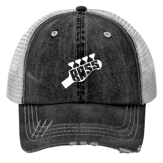 Bass Guitar Bassist Vintage Print Trucker Hats