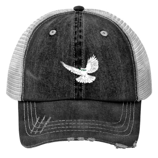 Peace dove white with laurel branch Print Trucker Hats
