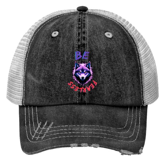 BE FEARLESS WOLF | Majestic Fashions Print Trucker Hats