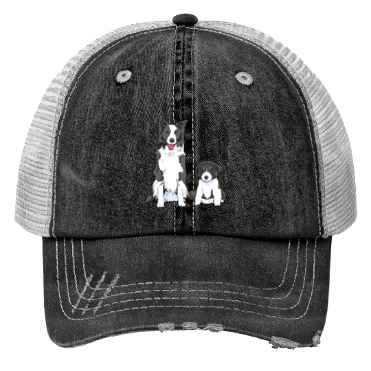 Border Collie Dogs Lover Father s Day Print Trucker Hats