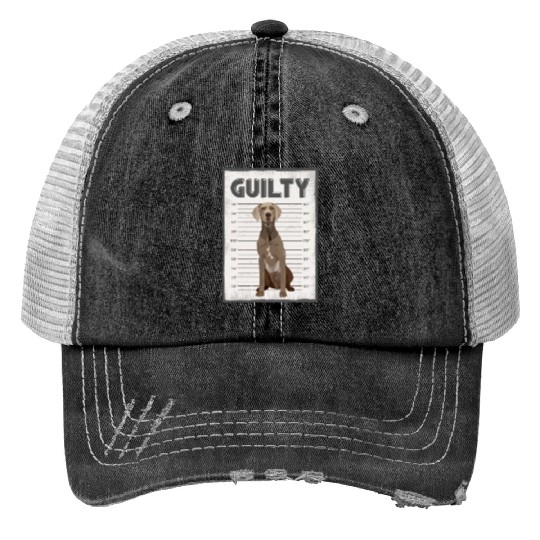 Guilty Weimaraner Mug Shot Print Trucker Hats