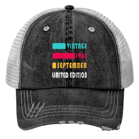 september 1963 Anniversary september 1963 septembe Print Trucker Hats