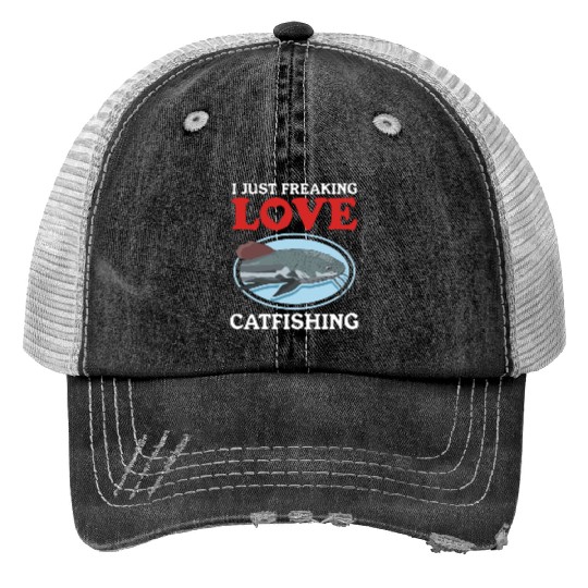 Catfish Fishing Love Catfishing Print Trucker Hats