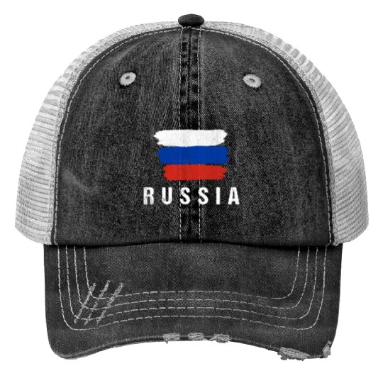 Painted Russia Flag Russian Flag Fan Print Trucker Hats