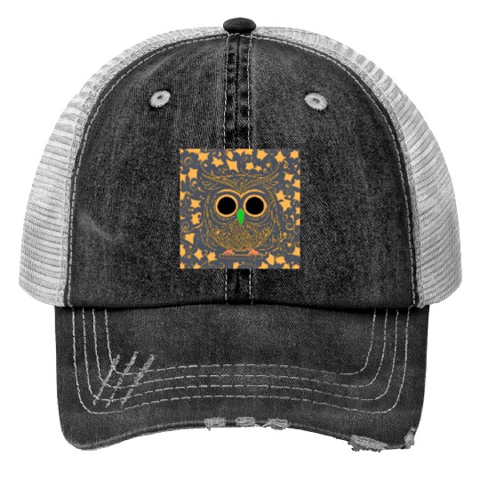 Night Owl Print Trucker Hats