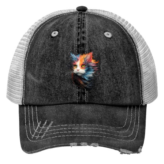 Persian Cat Masterful Animal Painting Print Trucker Hats