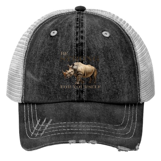 rhinoceros side view Print Trucker Hats