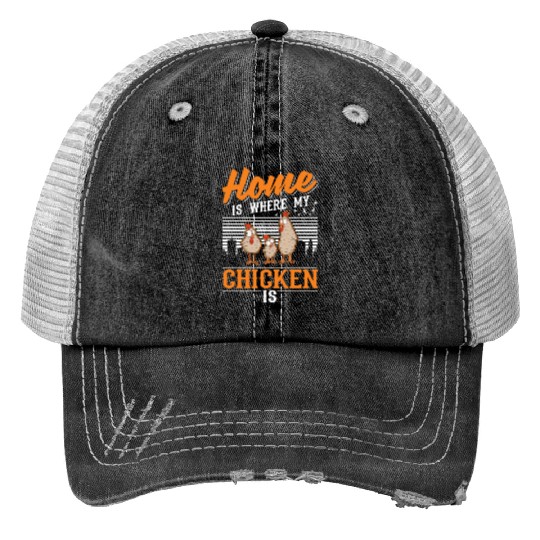 Chickens Home Farmer Chicken Print Trucker Hats