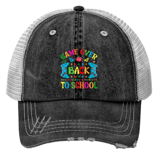 Game Over Back To School Print Trucker Hats