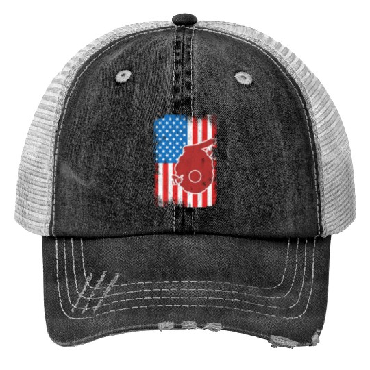 Patriotic US Beekeeper Print Trucker Hats