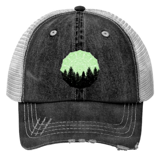 Green Forest Mandala Pacific Northwest Print Trucker Hats