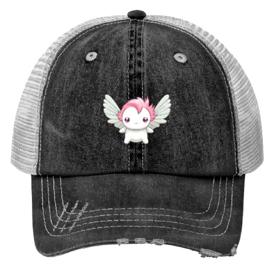 Sweet Axolotl with Angel Wings: Heavenly Design Print Trucker Hats