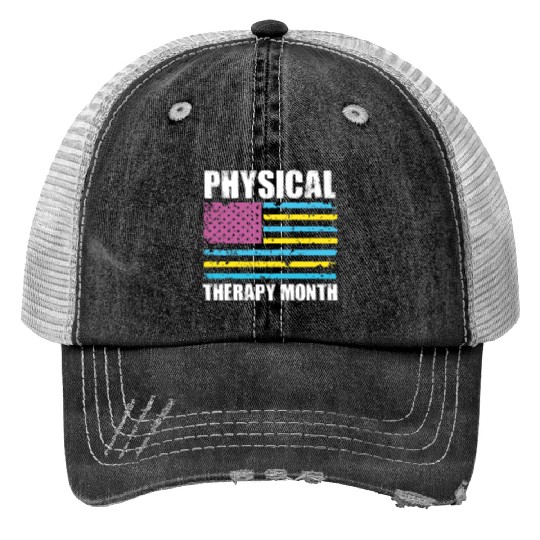 USA Flag PT PTA Physical Therapy Gift Physical Print Trucker Hats