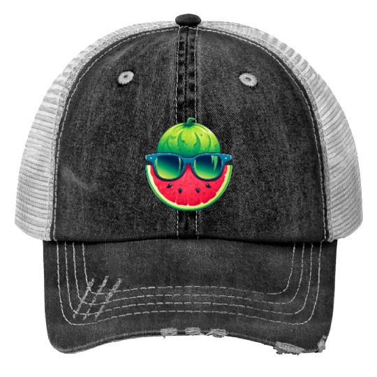 Summery Kawaii Design with Watermelon and Print Trucker Hats
